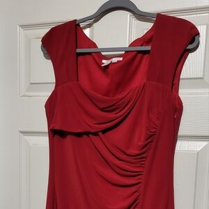 Elegant Red Draped Dress